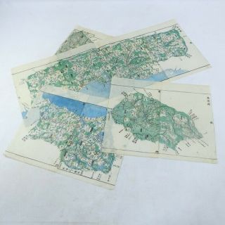 I513: Japanese Old Wood - Block Print Map Of Edo Period.  4