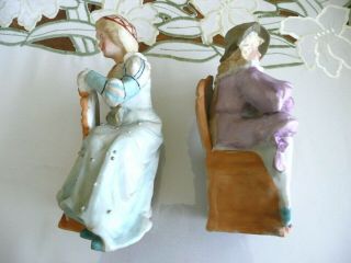 2 VTG GERMAN PORCELAIN CERAMIC PAINTED FIGURINE STATUE GERMANY VICTORIAN COUPLE 8