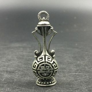 Chinese Oldtibetan Silver Copper Hollowing Out Snuff Bottle Pendant Yr