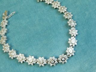 A Solid 18 Ct White Gold 5.  00 Carat Diamond Set Bracelet