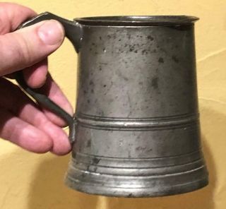 Antique English Pewter Pint Tankard Or Mug,  C.  1820