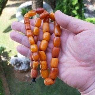 Antique Natural Amber Kahraman Beads Necklace 47.  9 Grams. 7