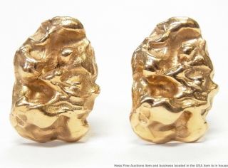 Massive 18k Gold Nugget Tiffany Co Mens Cufflinks Vintage Midcentury 37.  4 Grams