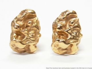 Massive 18k Gold Nugget Tiffany Co Mens Cufflinks Vintage Midcentury 37.  4 grams 2