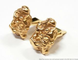 Massive 18k Gold Nugget Tiffany Co Mens Cufflinks Vintage Midcentury 37.  4 grams 3