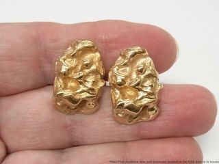 Massive 18k Gold Nugget Tiffany Co Mens Cufflinks Vintage Midcentury 37.  4 grams 9