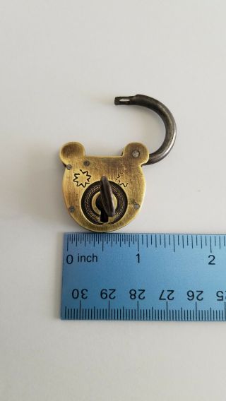 Antique Vintage Small Brass Padlock Lock with Key 2