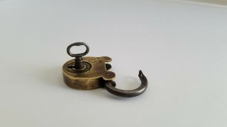 Antique Vintage Small Brass Padlock Lock with Key 4
