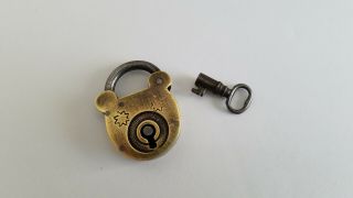 Antique Vintage Small Brass Padlock Lock with Key 6
