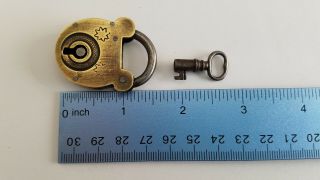 Antique Vintage Small Brass Padlock Lock with Key 7