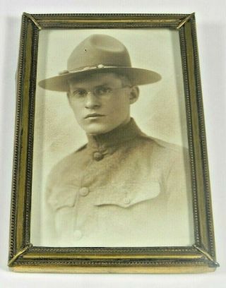 Ww1 1918 Us Army Soldier Photo In 1918 Metal Frame