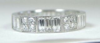 Antique Art Deco Diamond Wedding Eternity Band Platinum Ring Size 7 - 7.  5 Egl Usa
