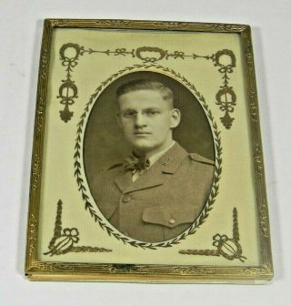 Ww1 Us Ymca Soldier Photograph With Metal Frame 1919
