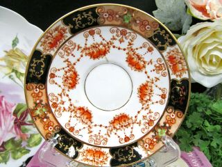 ROYAL ALBERT tea cup and saucer IMARI color and rust rose painted teacup 1920 ' s 2