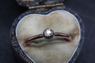 Best Antique Victorian 18ct Rose Gold Diamond Solitaire Ring Engagement/wedding