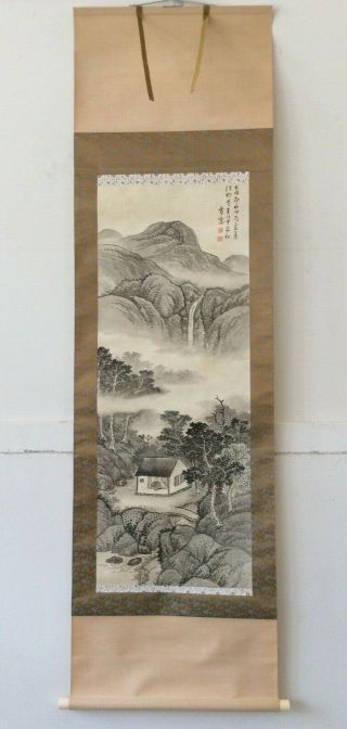掛軸japan Japanese Hanging Scroll Landscape View Sansui [e301]