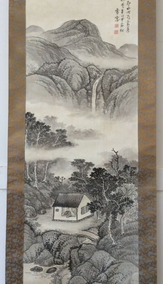掛軸Japan Japanese Hanging Scroll Landscape View Sansui [E301] 2
