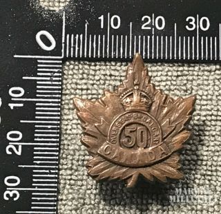 Ww1 Cef 50th Battalion Calgary Collar Badge " Maple Leaf Type " (17377)