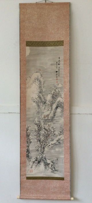 掛軸japan Japanese Hanging Scroll Landscape View Sansui [e302]