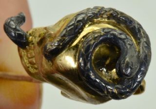 Rare Antique Victorian 18k gold Skull&Silver Snake Tie Pin c1850 12