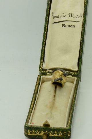 Rare Antique Victorian 18k gold Skull&Silver Snake Tie Pin c1850 5