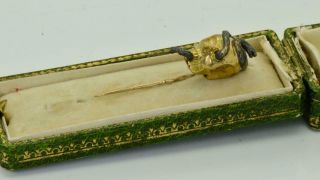 Rare Antique Victorian 18k gold Skull&Silver Snake Tie Pin c1850 6