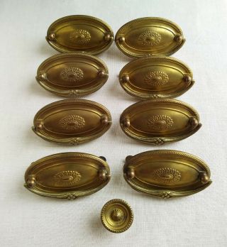 Set Of 8 Keeler Brass & Co Drawer Pulls,  F177 K B Co,  Hepplewhite Oval