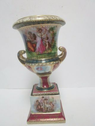 Antique Vienna Austrian Hand Painted Porcelain Urn Beehive Mark Women In Gardens