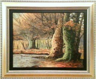 Elmer Stanley Hader - Antique Oil Painting - Whimsical Forest Landscape