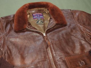 Vtg 1950s Style Eastman Horsehide Leather G - 1 Flight Motorcycle Jacket Fly Coat