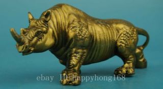 chinese old Pure copper hand - carved rhinoceros statue b02 2