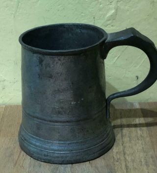Antique English Pewter Pint Tankard Or Mug,  James Yates,  C.  1800