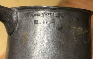 Antique English Pewter Pint Tankard or Mug,  James Yates,  c.  1800 7