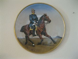 Antique Mettlach Plaque Signed Charger 2142 Otto Von Bismarck On Horseback 15 "
