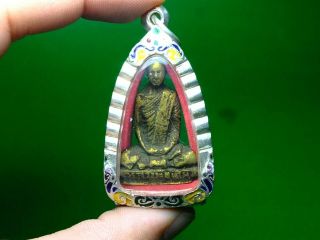Phra Lp Derm Wat Nhongpo Be 2482 Antique Silver Tha Buddhai Amulet