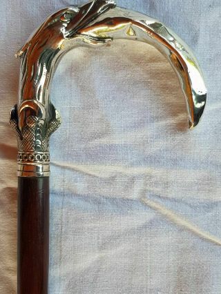 Antique Austrian Walking Cane / Stick 1900 With 750 - Silver Eagle