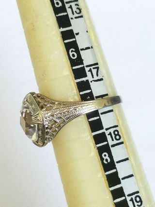 UBER RARE OSTBY BARTON 4CT QUAD CUT WHITE SAPPHIRE 14K WHITE GOLD FILIGREE RING 9