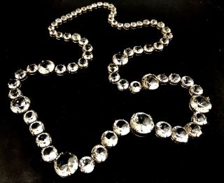 Gorgeous Faceted Rock Crystal Sterling Silver Hand Made Necklace (huge) 46”