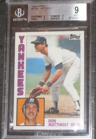 1984 Topps Don Mattingly Rookie Baseball Card 8 Bgs 9 Rc$ York