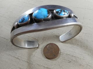 Old Silver & Turquoise Cochiti Bracelet By Joe H.  Quintana Jhq