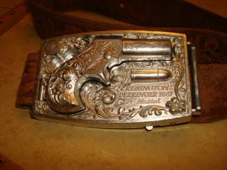 Vintage 1958 Belt Buckle Gun " Shootin Shell " Remington Derringer Mattel W/ Shell