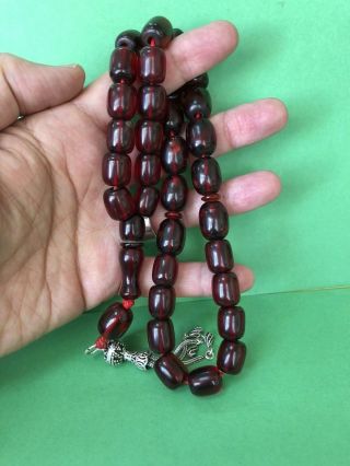 Ottoman Antique Faturan cherry amber bakelite islamic prayer beads 62 Grams 8
