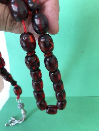 Ottoman Antique Faturan cherry amber bakelite islamic prayer beads 62 Grams 9