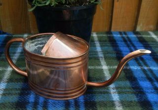 SMALL VINTAGE COPPER WATERING CAN WITH LONG SPOUT GARDEN GREEN HOUSE INDOORS 2