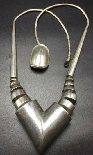 Robert Lee Morris Rare Vintage Modernist Sterling Silver Beaded Necklace 1980s 7