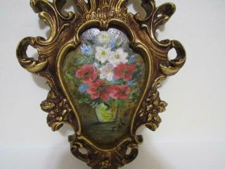 VINTAGE ORNATE PICTURE FRAME WITH FLOWER OIL PAINTING ANTIQUE STYLE 3