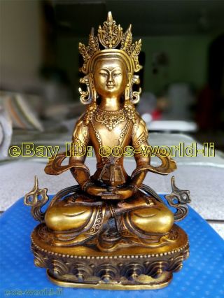 Vintage Bronze Kwan - Yin Buddha Old Temple God Bodhisattva Statue
