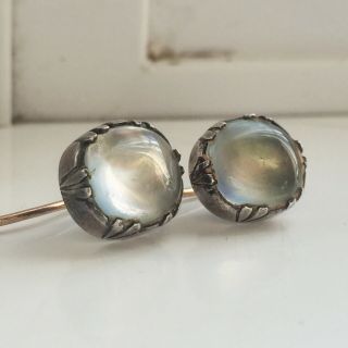 Antique Late Georgian/early Victorian Moonstone Earrings Foiled Closed Back