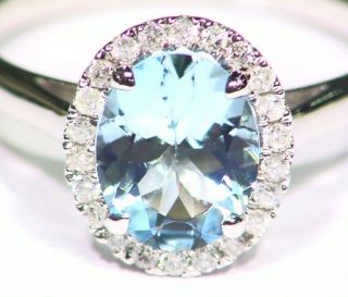 1.  54ct 14k Gold Natural Aquamarine Cut White Diamond Vintage Engagement Ring