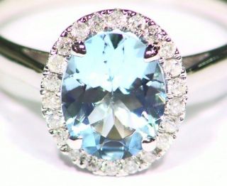 1.  54CT 14K Gold Natural Aquamarine Cut White Diamond Vintage Engagement Ring 2